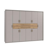 DREHTÜRENSCHRANK B273/H210/T58 cm Beige Grau, Kleiderschrank mit 2 großen Schubkästen & Griffen in Eiche Artisan Dekor / 22645 - Greige/Eiche Artisan, Holzwerkstoff/Kunststoff (273/210/58cm) - luma-home