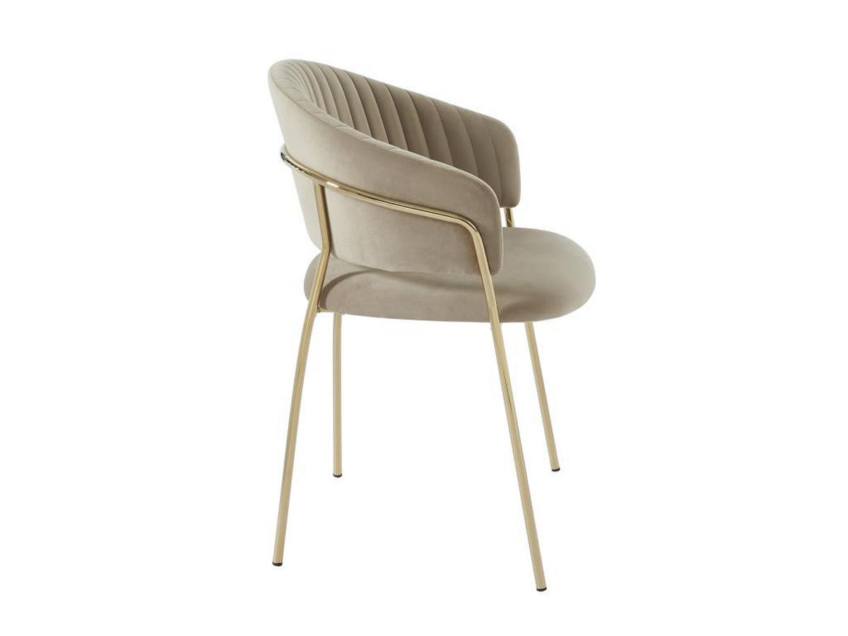 STUHL 2er-Set - Samt & goldfarbenes Metall - Beige - MADOLIA - Beige, Textil (55/81/55cm) - Pascal Morabito