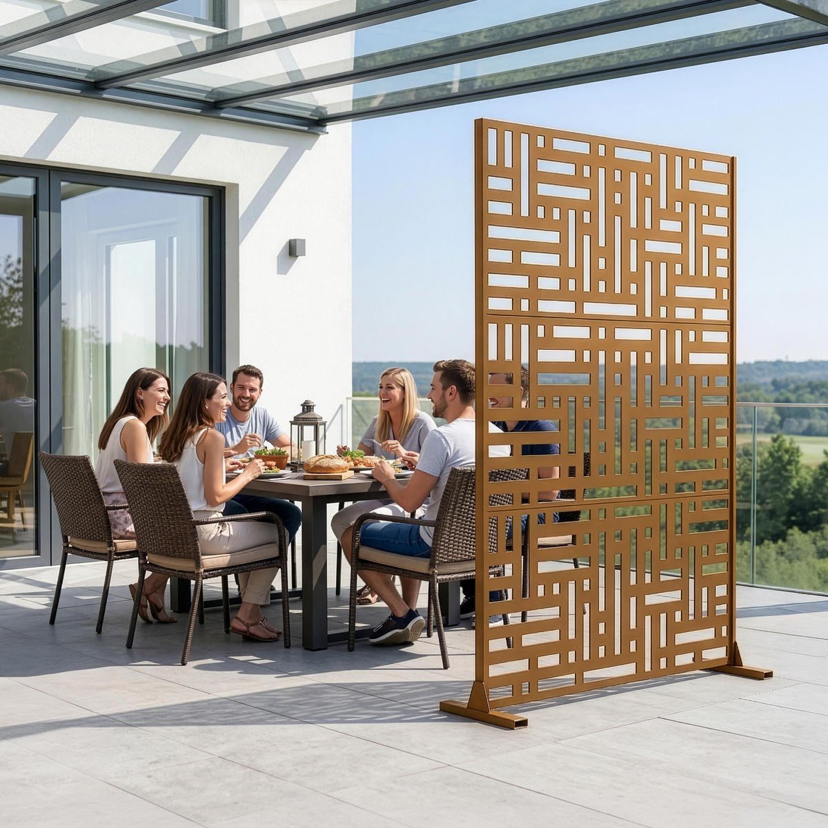 DĚLÍCÍ STĚNA Bernalda - hnědá, kov (120/180cm) - casa.pro