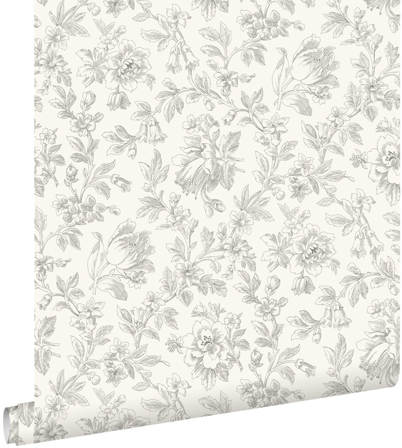 TAPETE eleganten Blumen 50 x 900 cm - Weiß, Papier (50/900cm) - ESTAhome