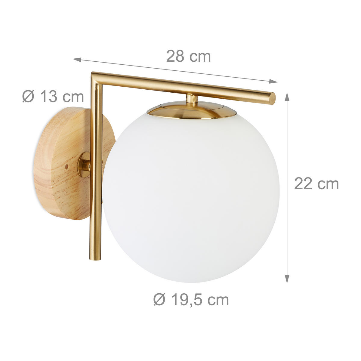 WANDLEUCHTE - Multicolor, Glas/Holz (19.5/22/28cm) - Relaxdays