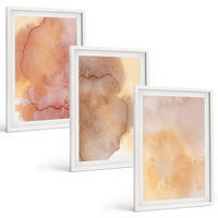 BILDER SET 3er Set - 40x60 cm Weißer Rahmen - Warme, farbenfrohe Aquarelltexturen - Weiß, Kunststoff (40/60cm) - TULUP