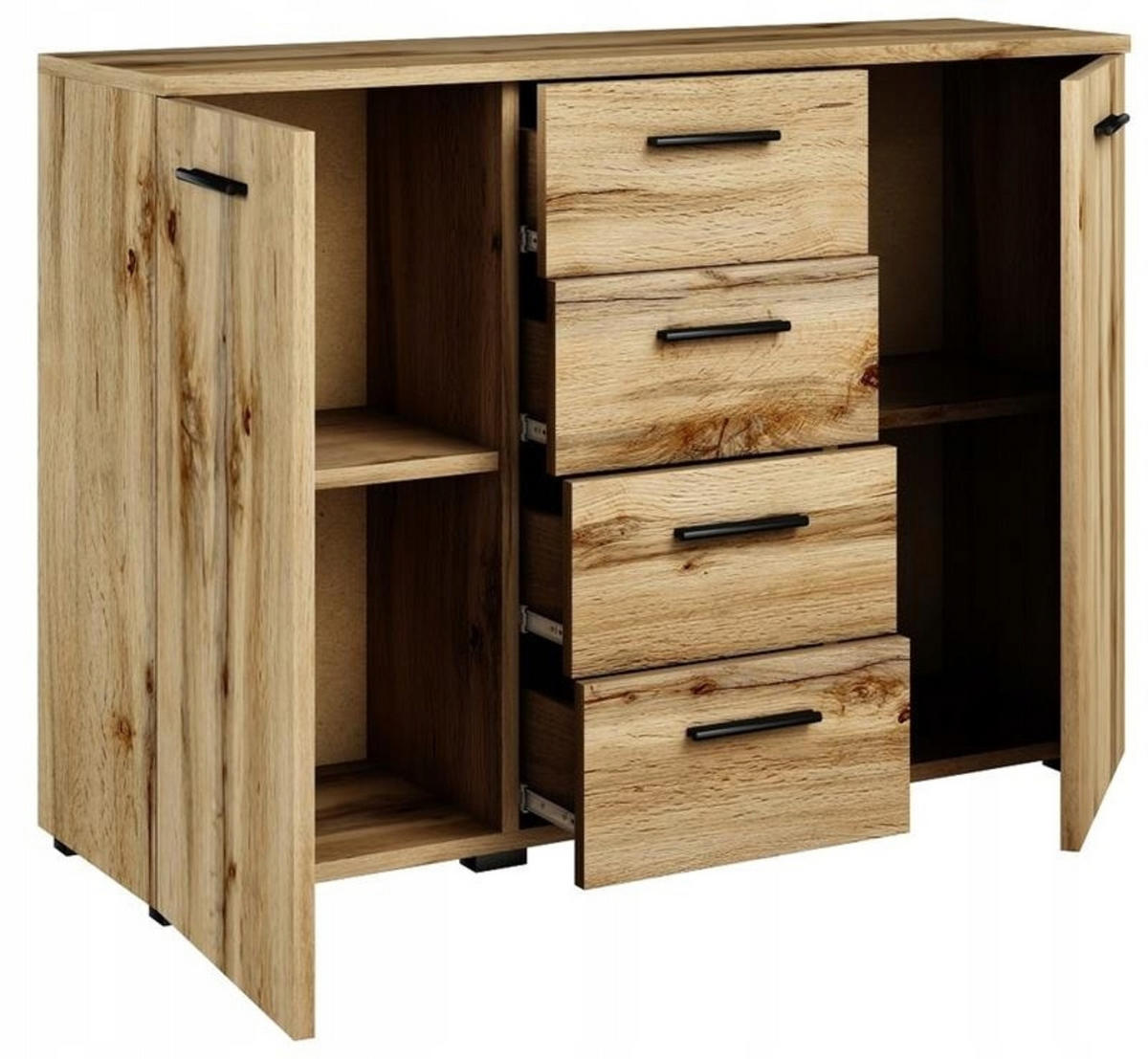 KOMMODE Helena 2D4S Wotan Eiche 120/35/84,5 cm - Eiche Wotan, Holzwerkstoff (120/84.5/35cm) - Matkam Möbel