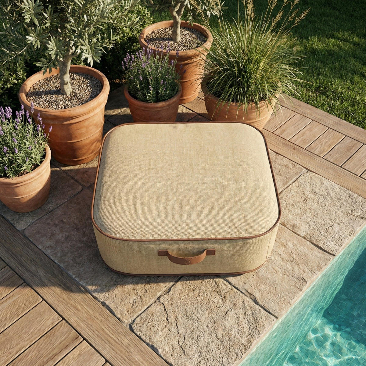 HOCKER NUMA Beige - Beige, Kunststoff/Textil (75/35/75cm) - Coco Lounge