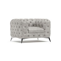 CHESTERFIELD-SESSEL Quantum Grau Samt - Silberfarben/Grau, Holz/Textil (125/75/100cm) - S-Style Möbel