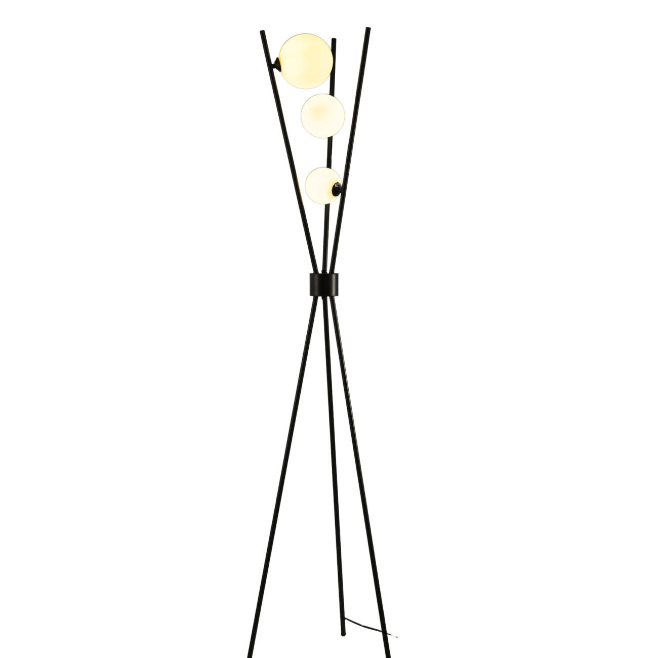 STEHLEUCHTE Phoebe, Schwarz und weiß, 165cm - Weiß, Glas (40/40/165cm) - KOSILUM
