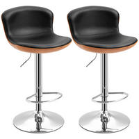 2ER-SET Barhocker mit Fußstütze Barstuhl höhenverstellbar drehbar Kunstleder - Schwarz, Kunststoff (53.5/85/46cm) - HOMCOM
