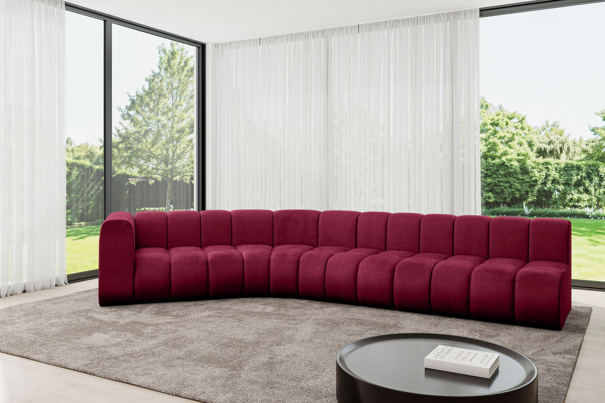 ECKSOFA modulares Sofa Karex-L2 - 399x194x70 cm Bordeauxrot - Bordeaux, Holzwerkstoff/Textil (399/194cm) - ALTDECOR