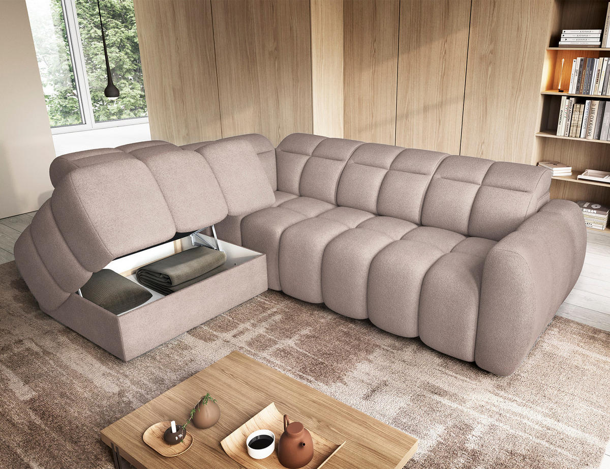 ECKSOFA Eagle L - Beige (Xillar 20) - Beige, Holzwerkstoff (258/208cm) - Möblo
