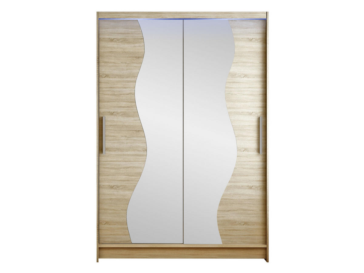KLEIDERSCHRANK Miami S, mit RGB LED Beleuchtung - Silberfarben/Sonoma Eiche, Holzwerkstoff/Kunststoff (120/200/58cm) - MIRJAN24