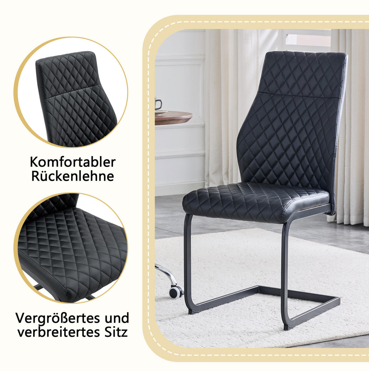 ESSTISCH-SET 4er-Set rund 107 cm Schwarz MDF Metall - Schwarz, Metall (107/75/107cm) - Meubliv