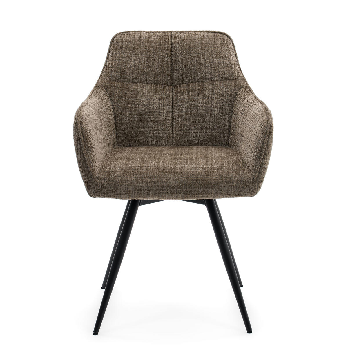 STUHL QUATTRO drehbar gepolsterter mit Steppung - braun - Chenille - Schwarz/Braun, Textil/Metall (58/86/60cm) - NEW HOME