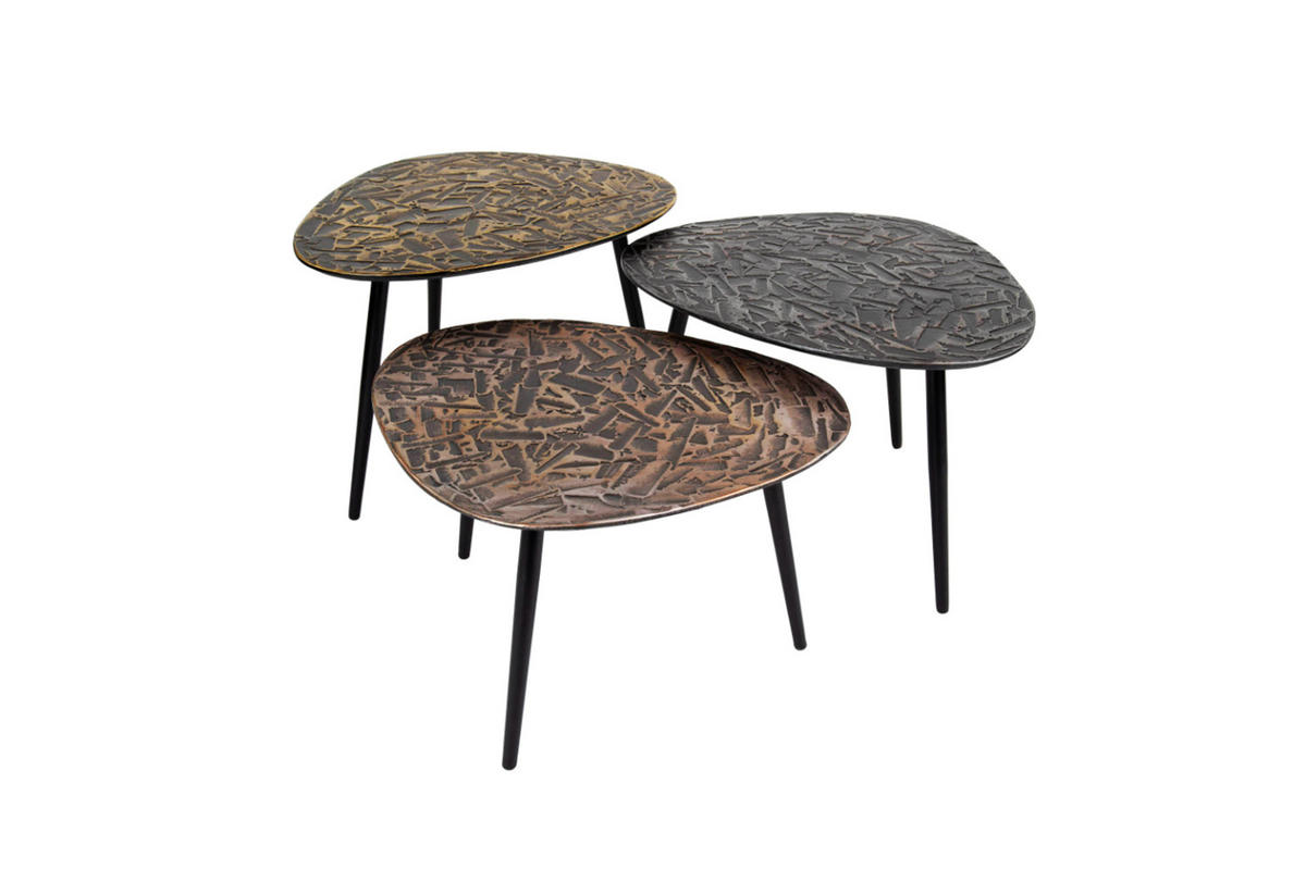 COUCHTISCH-SET YATA Multicolor Metall - Multicolor/Schwarz, Metall (60/48/43cm) - KAWOLA
