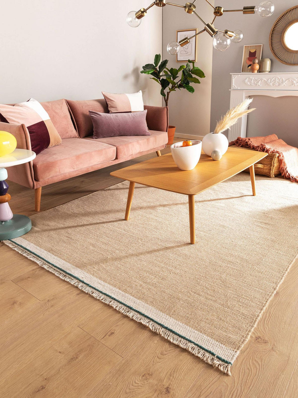TEPPICH Wollteppich Karla Beige - Beige, Naturmaterialien/Textil (200/1cm) - KUNSTLOFT