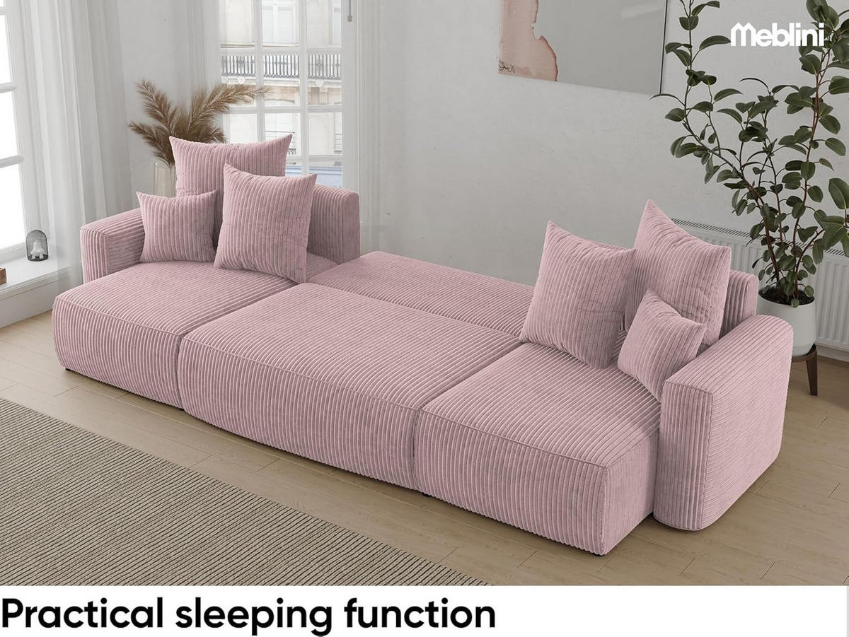 ECKSOFA DAVE U - Pink/Schwarz, Holzwerkstoff (312/142cm) - Meblini