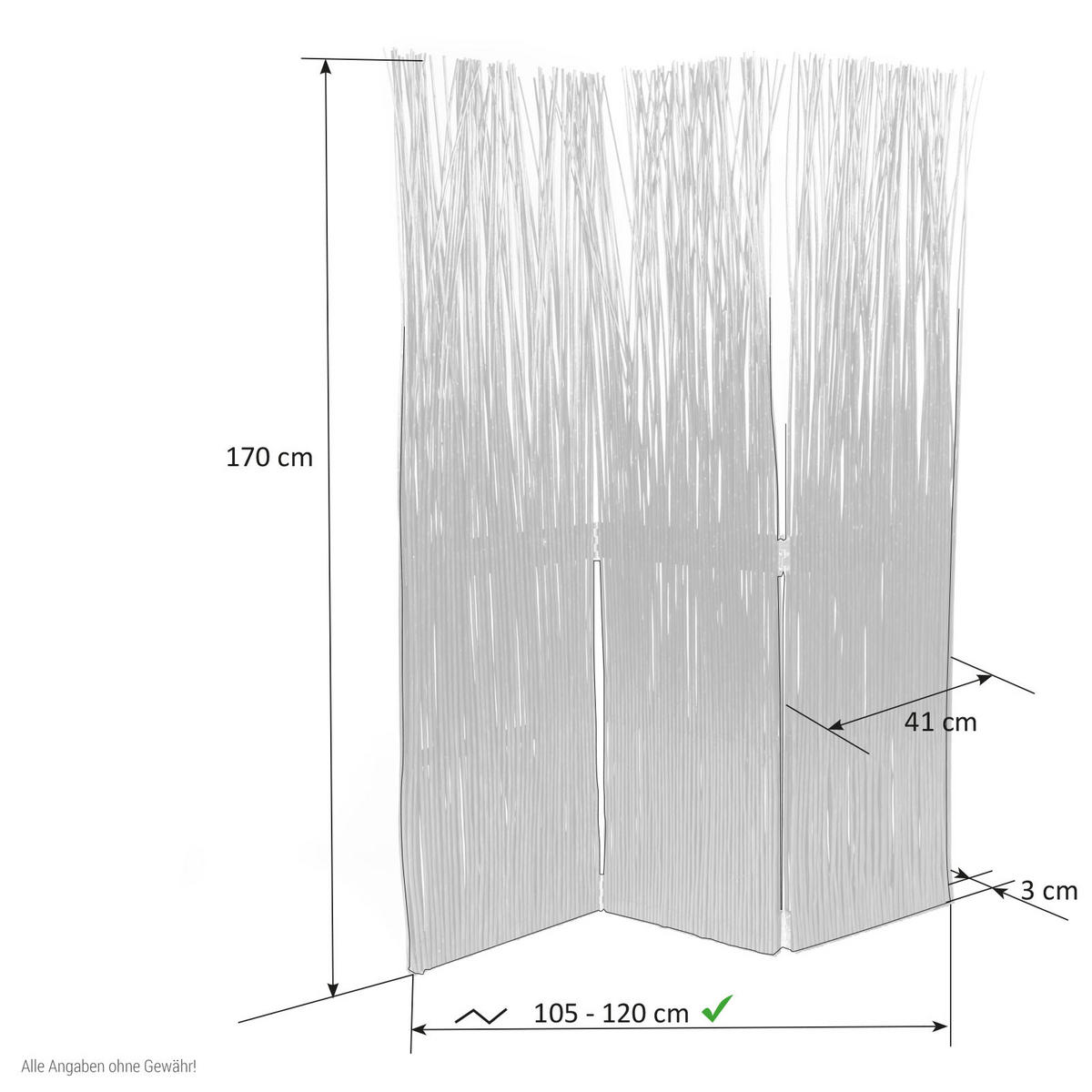 PARAVENT 3-tlg. 120/170 cm Dunkelbraun Weide - Dunkelbraun, Naturmaterialien (120/170/3cm) - Homestyle4u