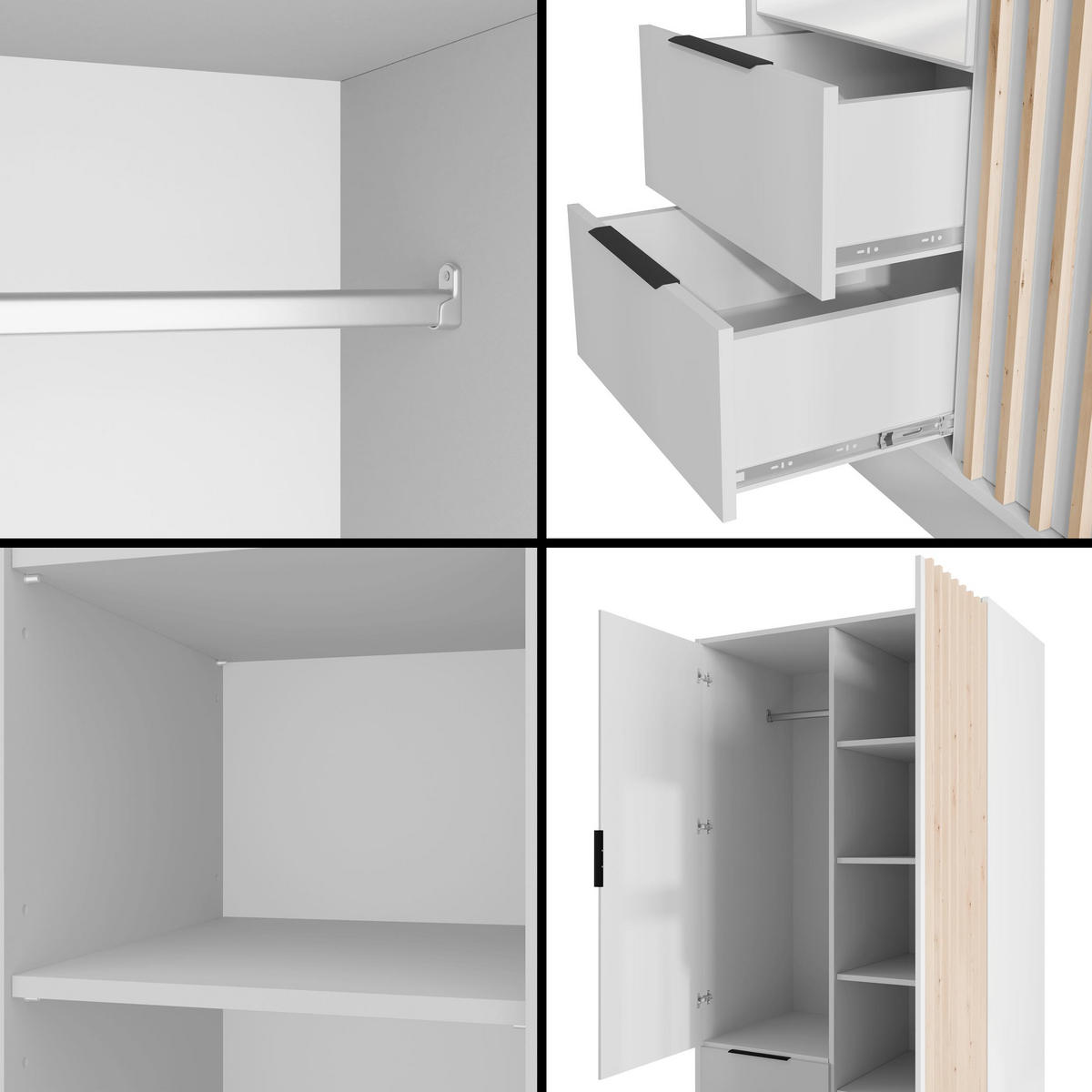 KLEIDERSCHRANK NELIA - 120 cm - Weiß/Eiche Artisan, Holzwerkstoff (102/200/51cm) - ALTDECOR