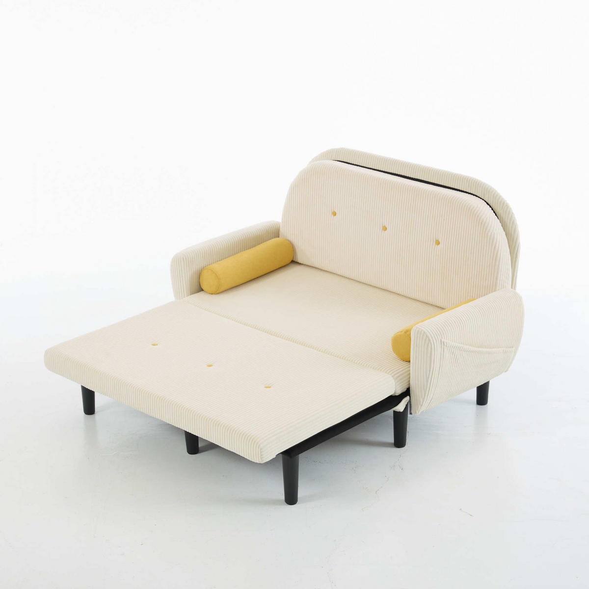 SOFA verstellbar mit Schlaffunktion und Stauraum Cord Ivory - Weiß, Kunststoff (77/85/133.5cm) - Meubliv