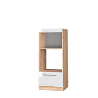 MIKROWELLENSCHRANK Fame-Line Weiß Hochglanz 60 cm offen - Honigeiche/Weiß Hochglanz, Holzwerkstoff (60/153.6/58.1cm) - Vicco