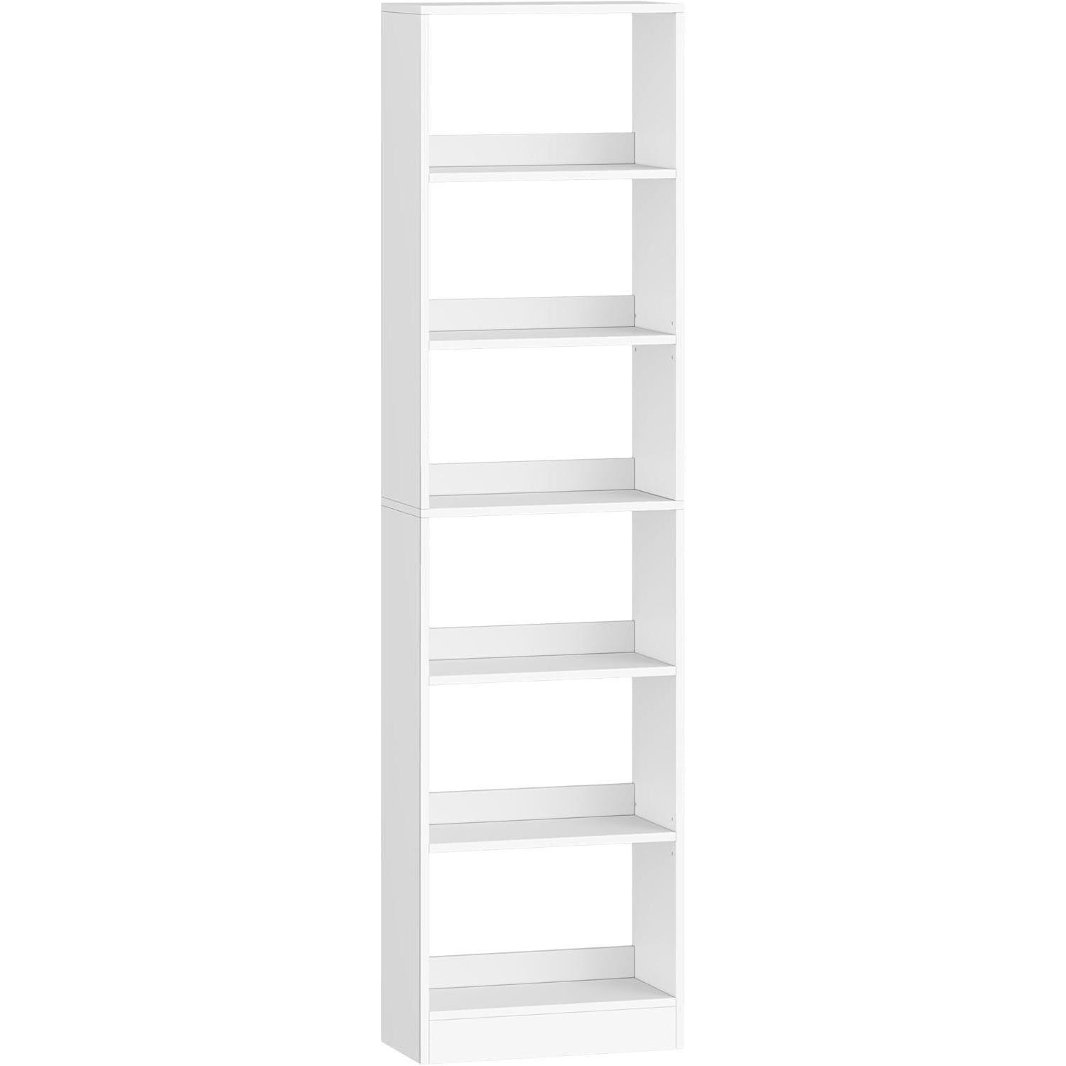 BÜCHERREGAL 6-stöckig Weiß 24 x 50 x 183 cm - Weiß, Holzwerkstoff (50/183/24cm)
