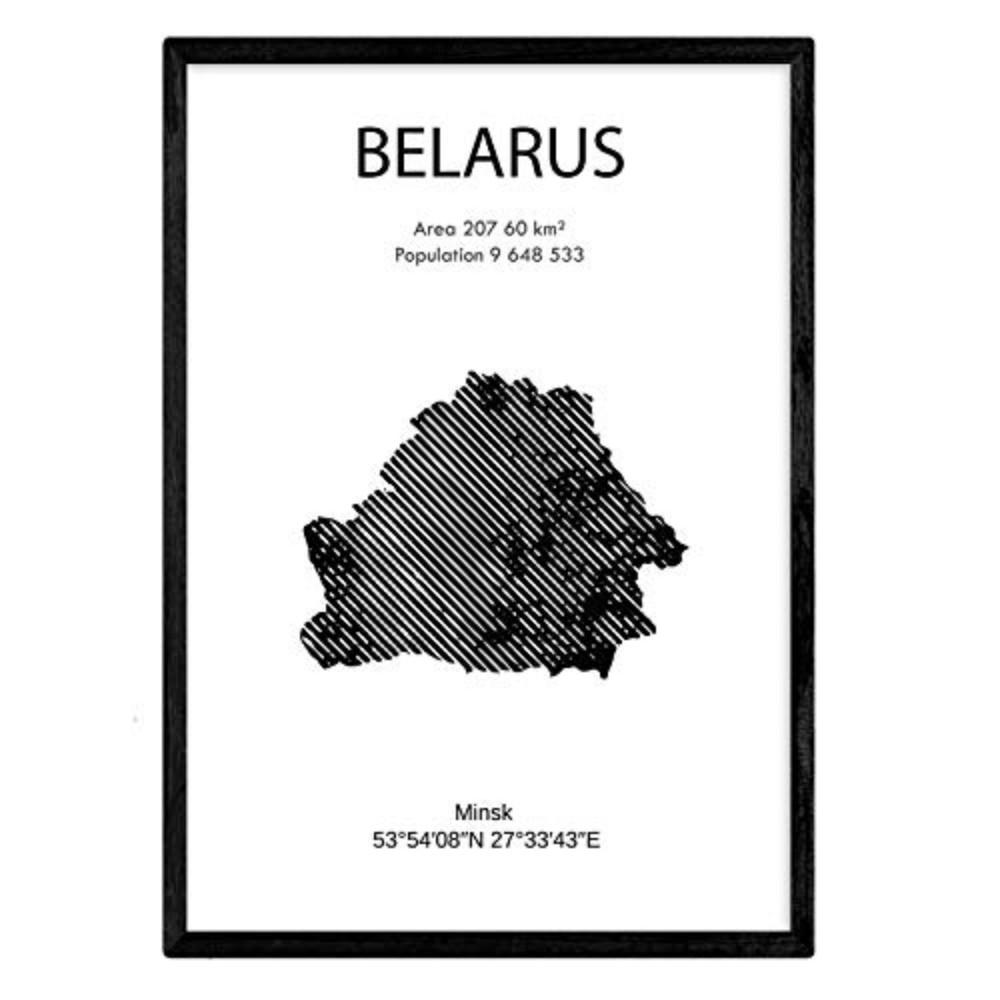 POSTER Country Map – Belarus A3 Rahmenlos - Klar, Papier (29.7/5/42cm) - Nacnic