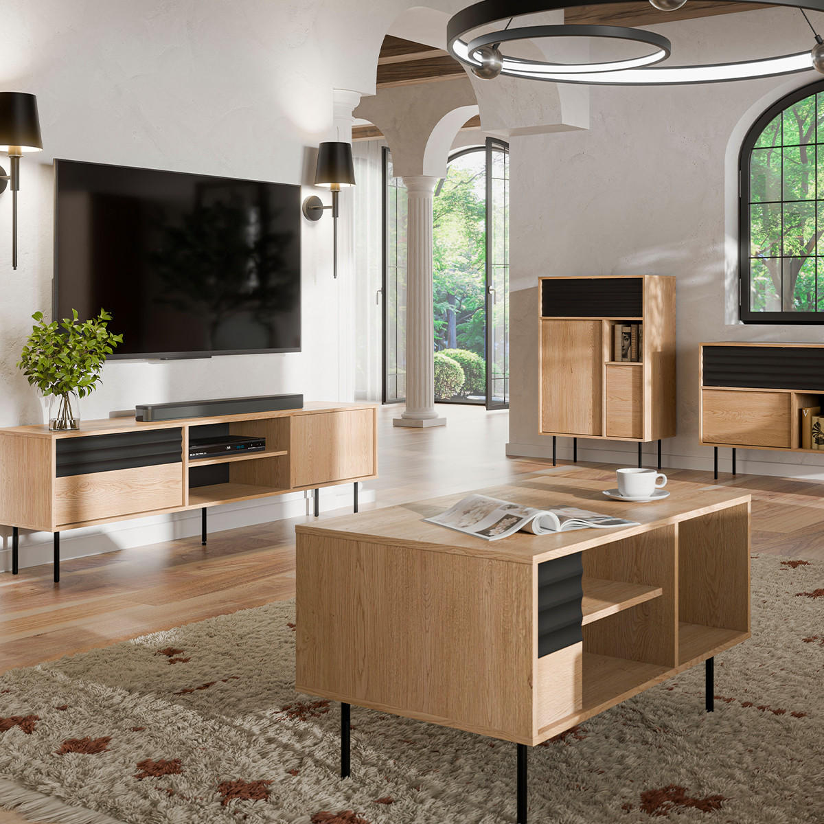 COUCHTISCH Astra Holz und Schwarz - Schwarz, Holzwerkstoff (60/96.6/55cm) - Petits-meubles