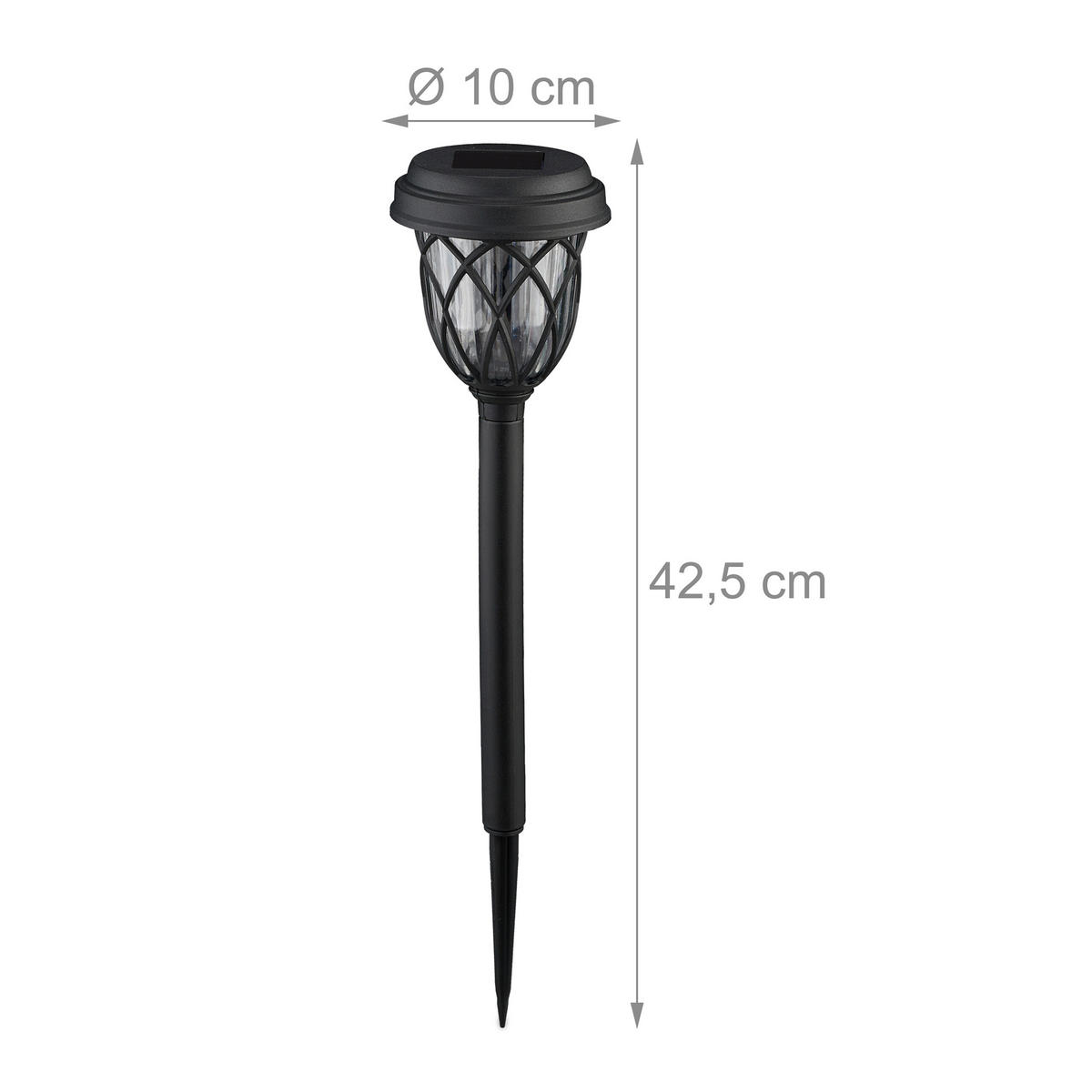 SOLARLAMPEN Set - Schwarz, Kunststoff (10/10/42.5cm) - Relaxdays