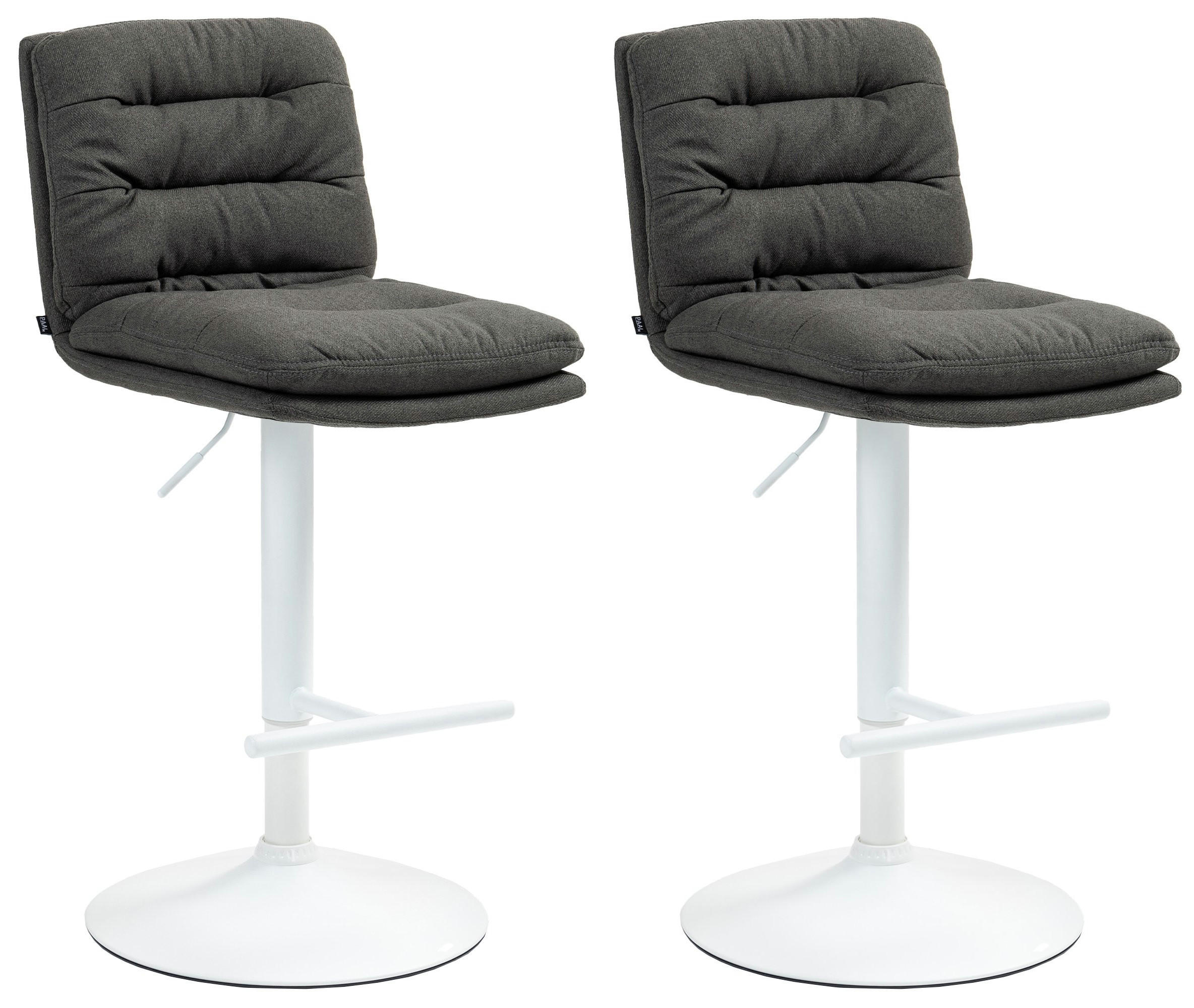 BARHOCKER 2er Set Stoff dunkelgrau - Dunkelgrau/Weiß, Textil/Metall (42/94/56cm) - CLP