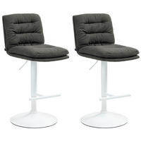 BARHOCKER 2er Set Stoff dunkelgrau - Dunkelgrau/Weiß, Textil/Metall (42/94/56cm) - CLP