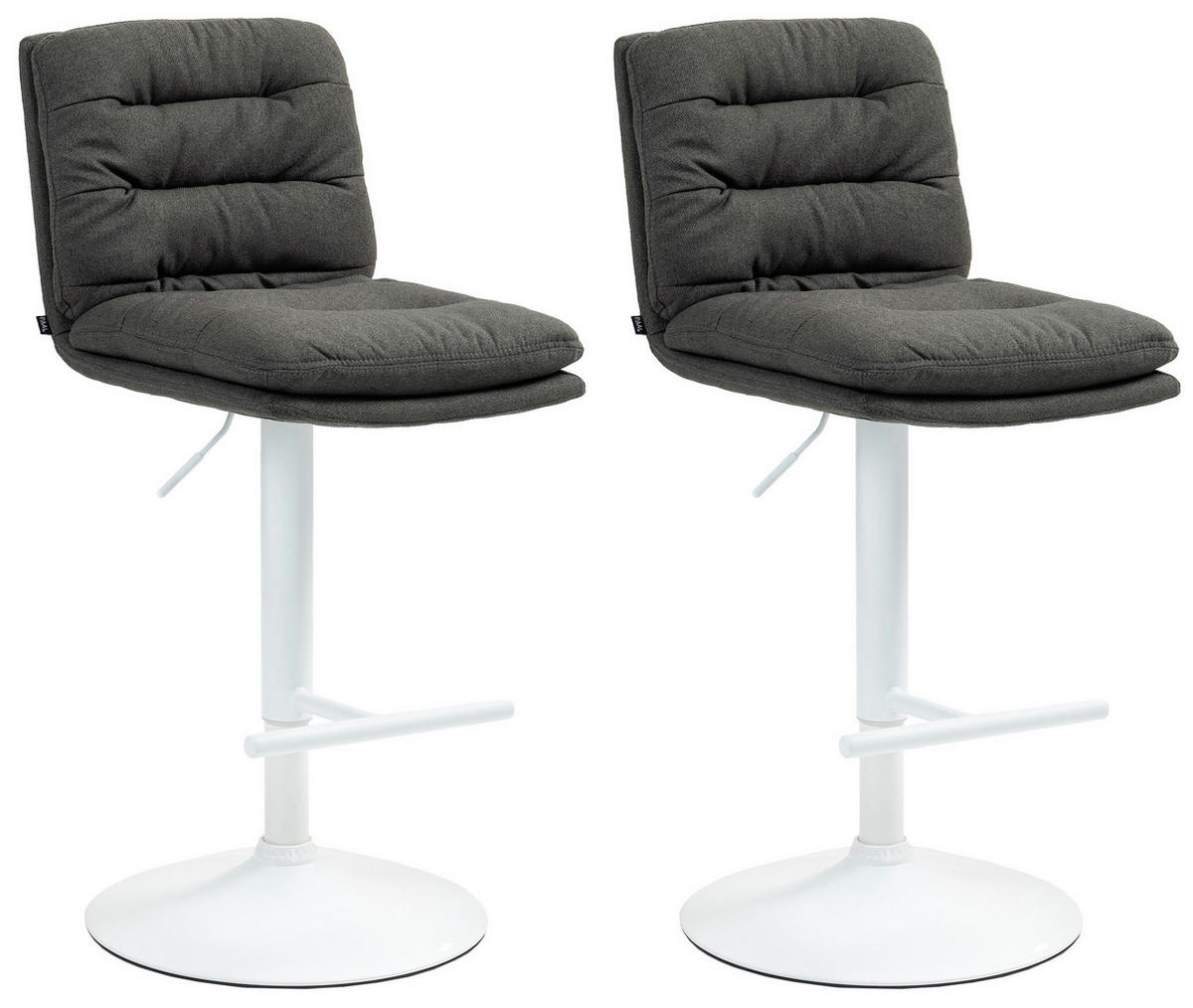 BARHOCKER 2er Set Stoff dunkelgrau - Dunkelgrau/Weiß, Textil/Metall (42/94/56cm) - CLP