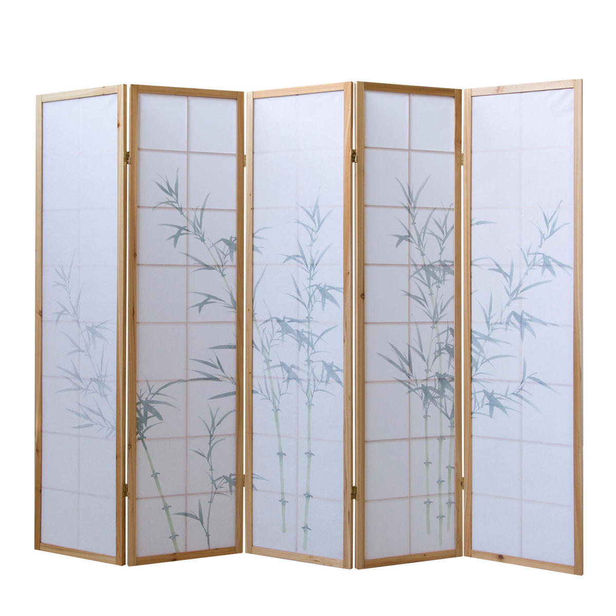 PARAVENT 5-tlg. 220/175 cm Grün Bambusmuster - Grün, Holz (220/175/2cm) - Homestyle4u