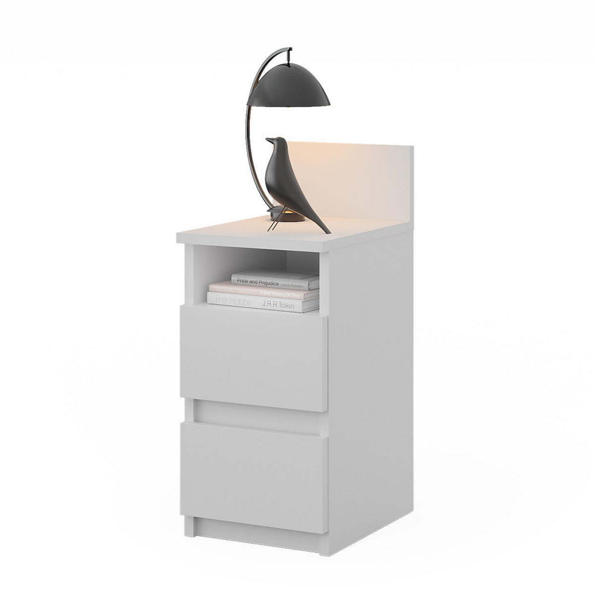 NACHTTISCH Monty Weiß 25 x 59.1 cm mit 2 Schubladen - Weiß, Holzwerkstoff (25/59.1/32.3cm) - Vicco