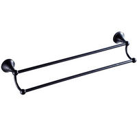 HANDTUCHHALTER – Vintage-Schwarz, Doppelstange – 55 cm Länge - Schwarz, Metall (13/7/55cm)