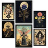POSTER Set Mit 6 Floralen Mystischen Esoterischen A3 & A4 Schwarzer Rahmen - Schwarz, Papier (29/3cm) - Nacnic