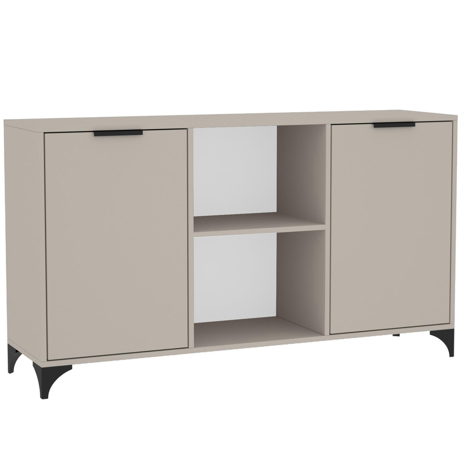 KOMMODE Home mit 2 Türen, mit Griffen, Kaschmir - Kaschmir/Schwarz, Holzwerkstoff (150/85/40cm) - Beautysofa