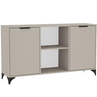 KOMMODE Home mit 2 Türen, mit Griffen, Kaschmir - Kaschmir/Schwarz, Holzwerkstoff (150/85/40cm) - Beautysofa