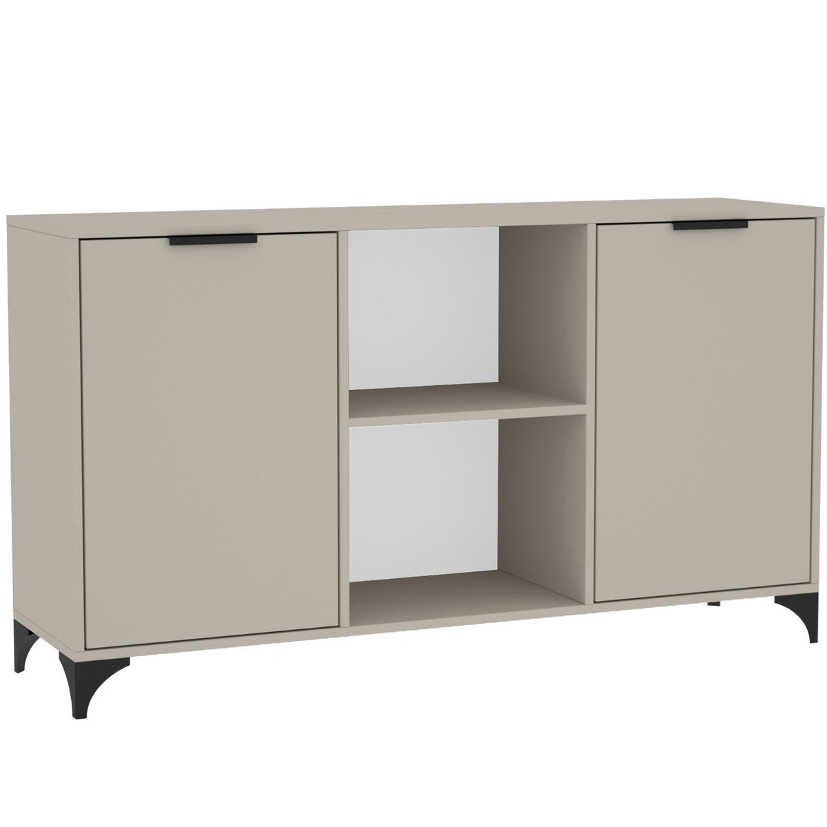 KOMMODE Home mit 2 Türen, mit Griffen, Kaschmir - Kaschmir/Schwarz, Holzwerkstoff (150/85/40cm) - Beautysofa