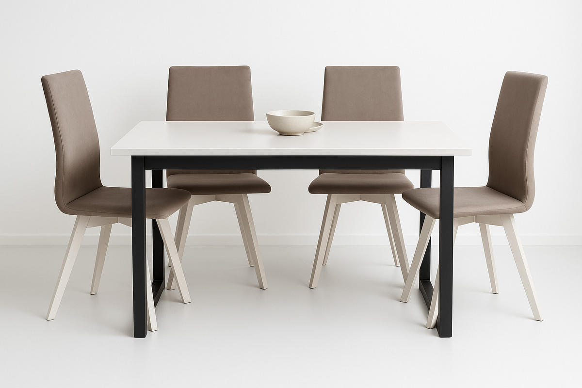 ESSTISCH Ikon 3 M - Schwarz/Cappuccino, Holz/Metall (80/140/79cm) - Leaf Design