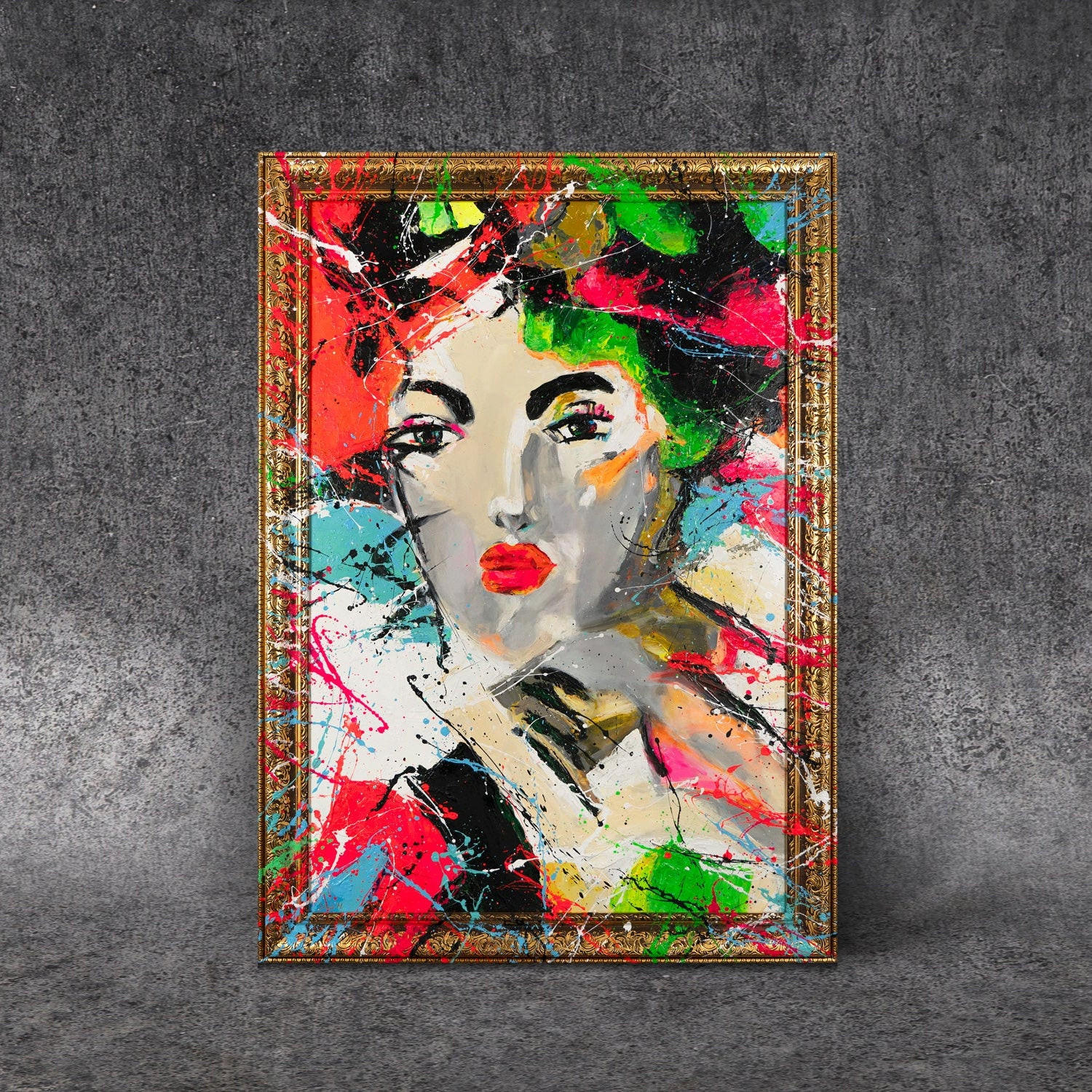 GEMÄLDE Abstrakte Muße Schattenfugenrahmen Gold 120x80 cm - Goldfarben, Holz (120/80cm) - YS-art gallery