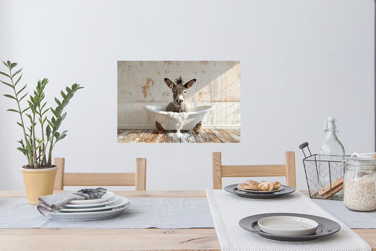 WANDTATTOO Esel - Tiere - Badewanne - Schaumstoff 60x40 cm - Weiß, Kunststoff (60/40/0.1cm) - MuchoWow
