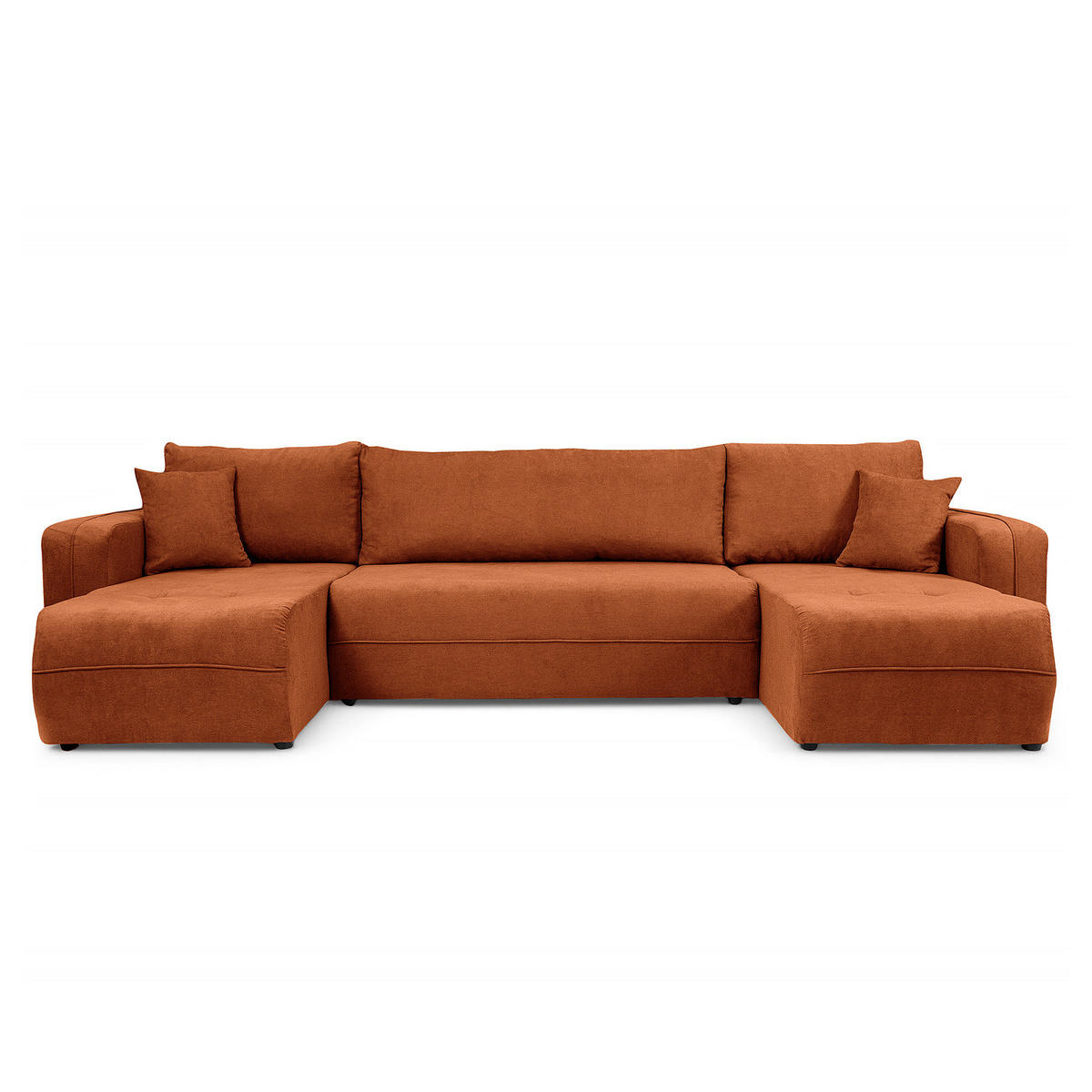 WOHNLANDSCHAFT - Schwarz/Orange, Kunststoff/Textil (312/82/145cm) - home24