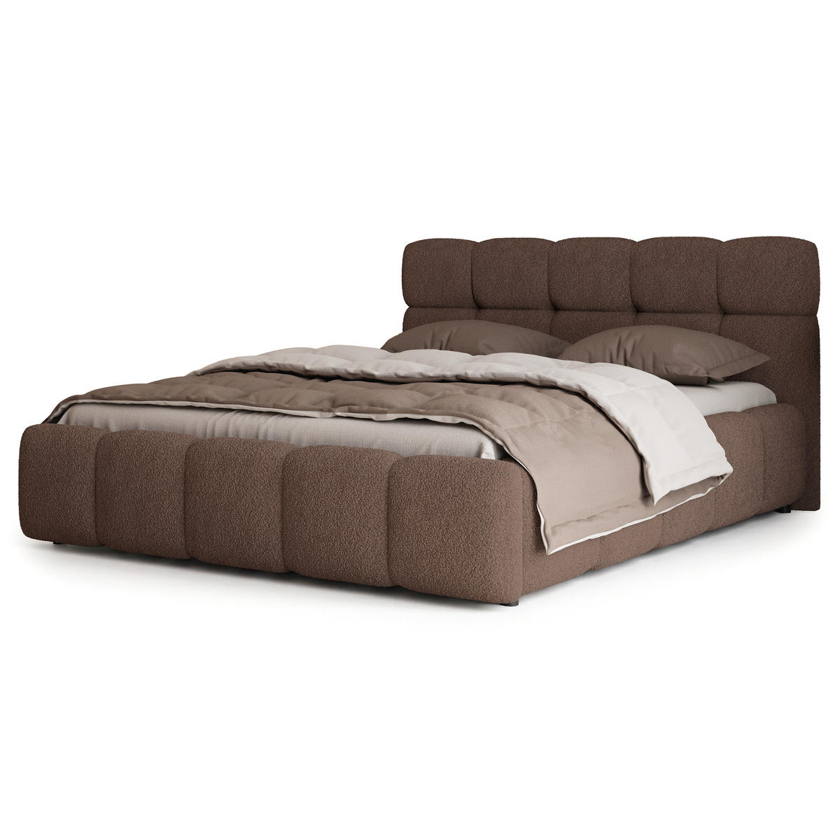 POLSTERBETT FARU Q 180x200 cm mit Bettkästen - Braun - Braun, Holz (180/200cm) - MASSENO