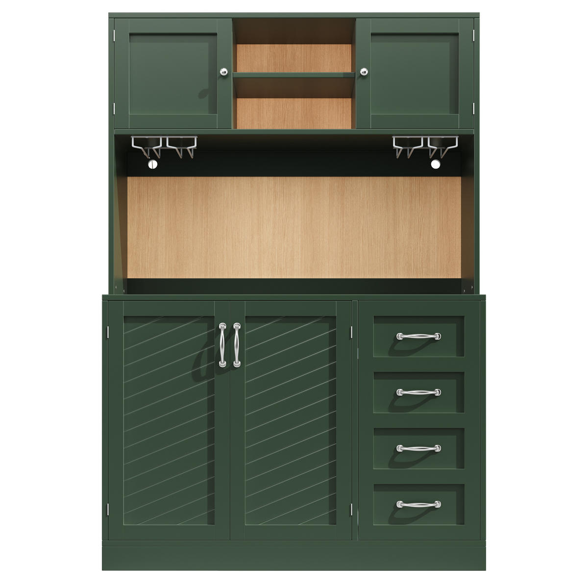 BUFFETSCHRANK 120/40/188 cm grün aus MDF mit LED-Beleuchtung - Grün, Holzwerkstoff (120/188/40cm) - OKWISH
