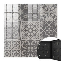 SCHLÜSSELBOX Schwarz 30x30 cm- Türöffnung nach rechts - Mosaik aus Mustern - Grau, Metall (30/30/5cm) - TULUP