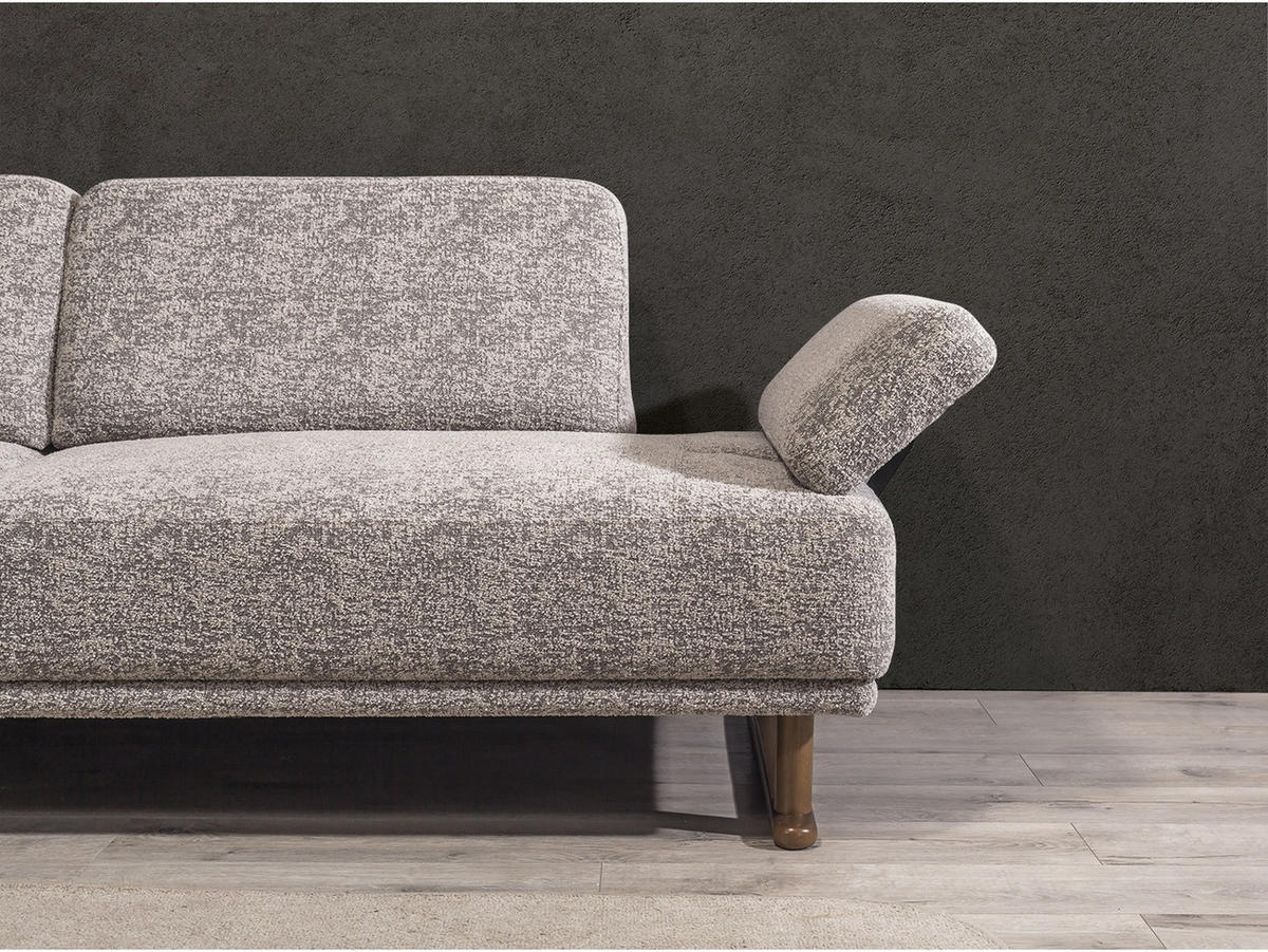 SOFA Fusion 3-Sitzer Webstoff Beige - Beige, Holz/Textil (235/83/97cm) - Villa Möbel
