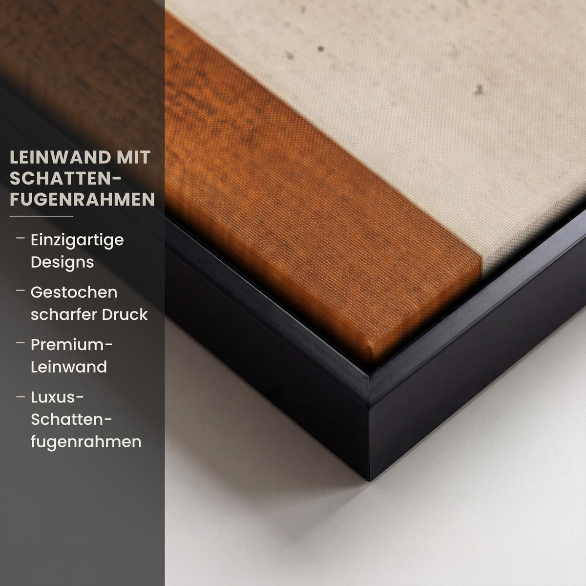 LEINWAND Bilder mit Rahmen - Abstrakt - Formen - Dunkelblau - 90x60 - Cognac, Textil (90/60cm) - MuchoWow