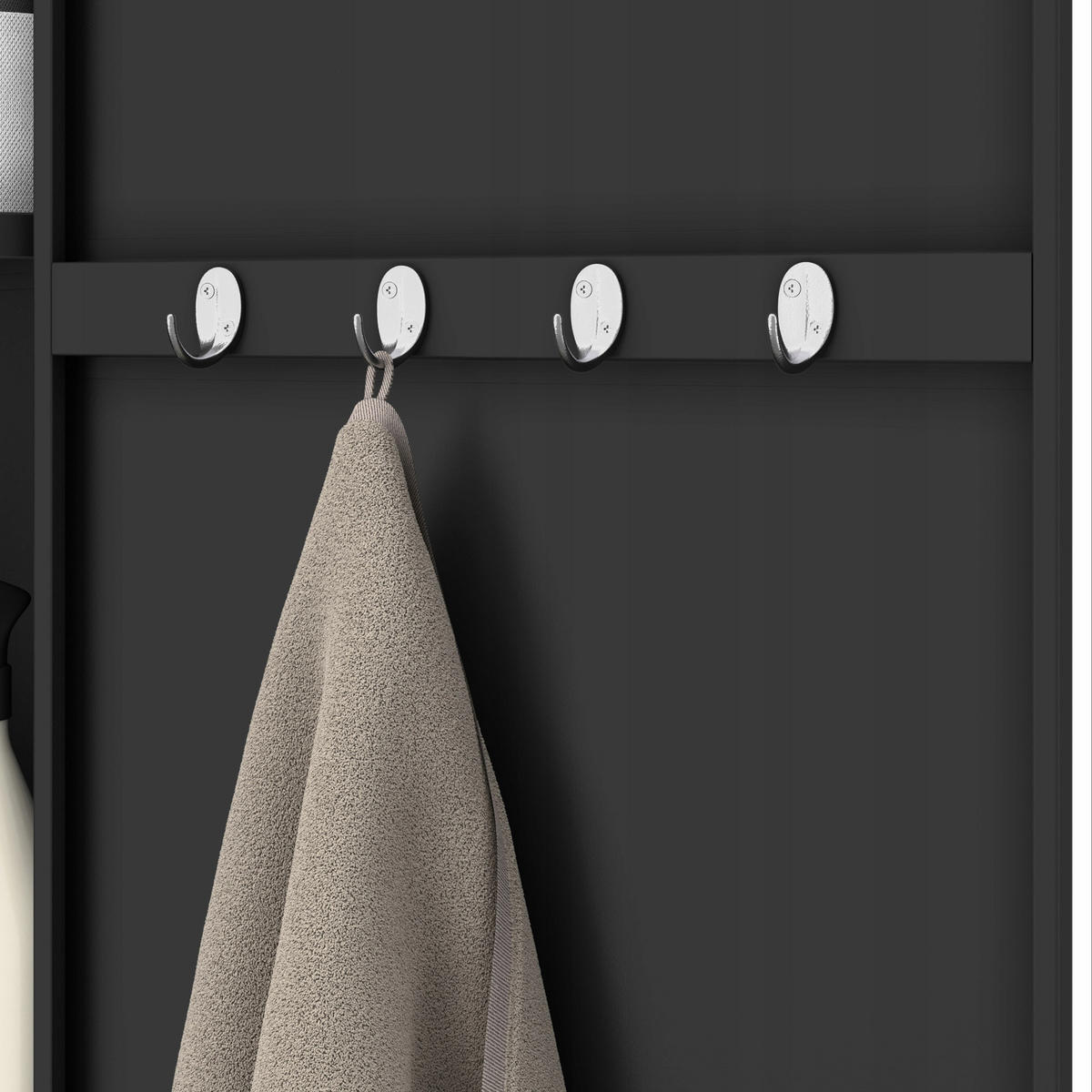 BESENSCHRANK Haushaltsschrank AGNES 185x50x50 cm - Schwarz, Metall (50/185/50cm) - Jan Nowak