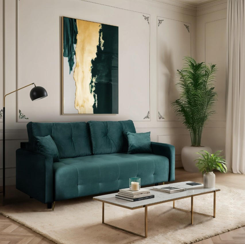 SCHLAFSOFA SEUL Ausziehbar Zweisitzer Grün - Grün, Holz/Textil (214/98/102cm) - makarowski meble