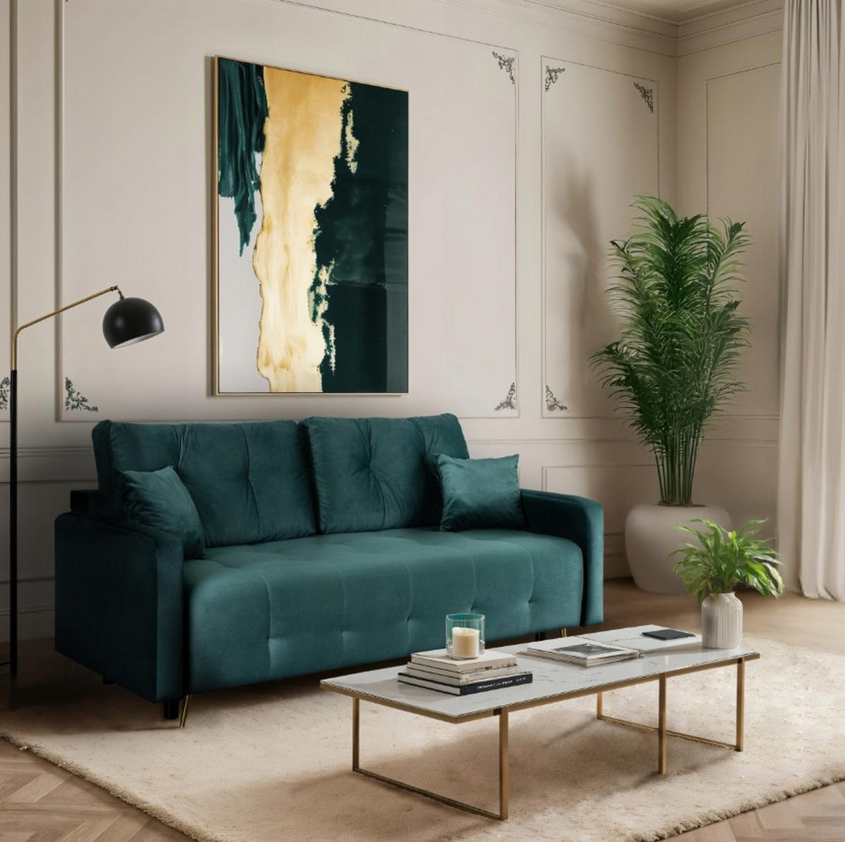 SCHLAFSOFA SEUL Ausziehbar Zweisitzer Grün - Grün, Holz/Textil (214/98/102cm) - makarowski meble