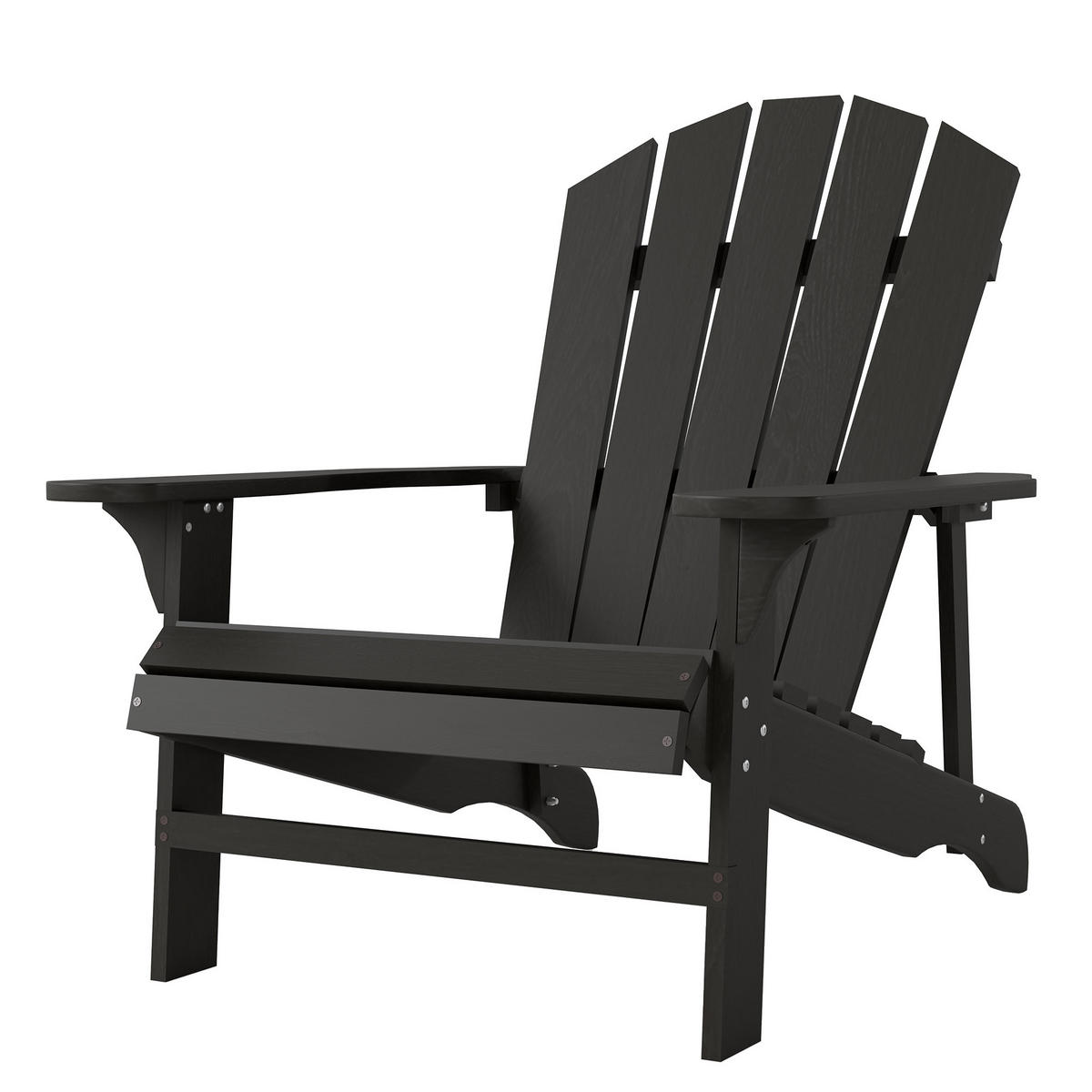 ADIRONDACK-GARTENSTUHL DE-08364 wetterfest mit hoher Rückenlehne und Armlehnen - Schwarz, Holz (78/88/89cm) - ComfortXL